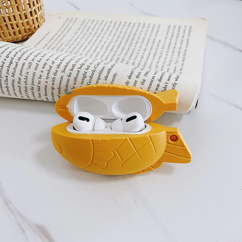 Чехол для Apple Airpods Pro с милым мультяшным рыбьим котом мягкий силиконовый защитный