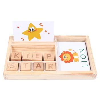 

3-in-1 Spell 1 Set Wooden English Letter Alphabet Spell Learning Game Toys Puzzle Cardboard Montessori Math Toys Educational