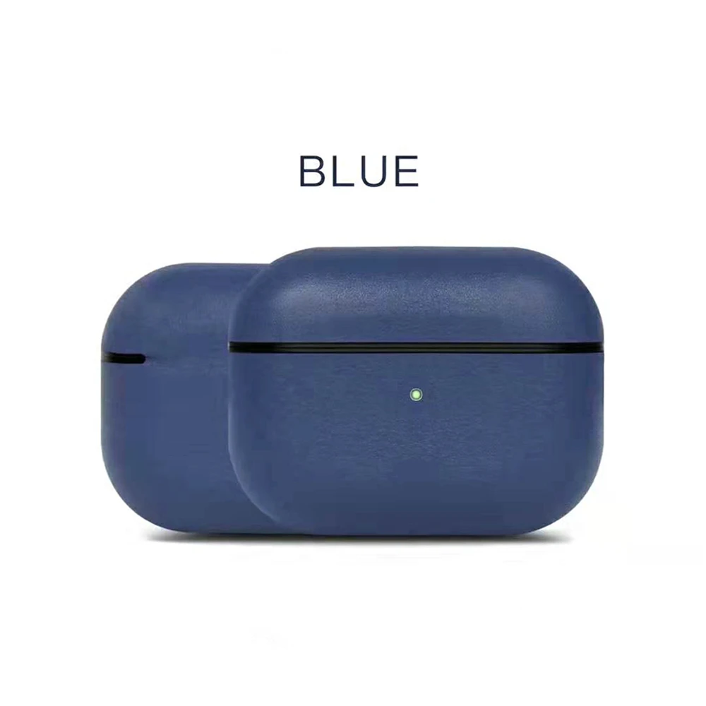 Синий Чехол из натуральной кожи для AirPods Pro, Bluetooth наушники, противоударный защитный чехол для зарядки, для Apple AirPods 3, гарнитура - Цвет: Синий