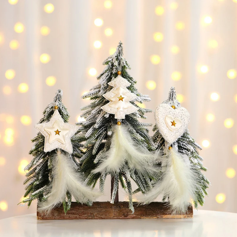 

Christmas Tree Pentagram Heart Feather Pendant Kids Gift Hanging Decorations Xmas Decor Tree Hanging Pendants for Home