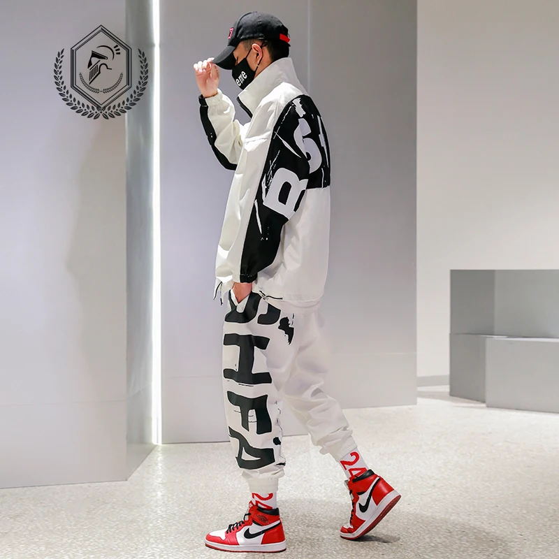 Мужская свободная повседневная спортивная куртка с модным принтом в стиле хип-хоп