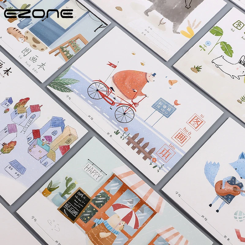 EZONE 1 шт. пустые страницы книга для рисования креативный мультяшный узор Обложка детская граффити Книга ручной Рисование книга школьные