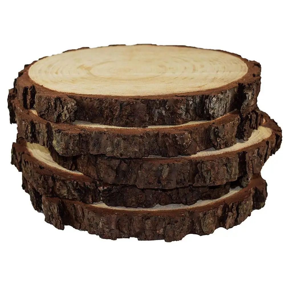 

1pc Natural Round Wood Slices With Tree Bark Log Discs For Art display stand DIY Crafts Wedding Party Painting Decoration CD