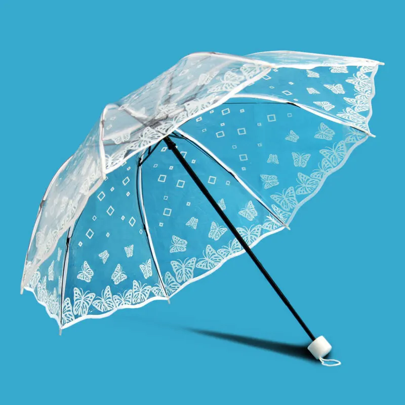 

Creative Transparent 7 Discount Lace Folding Umbrella Transparent Umbrella 8 Fracture Folding Umbrella Custom Logo