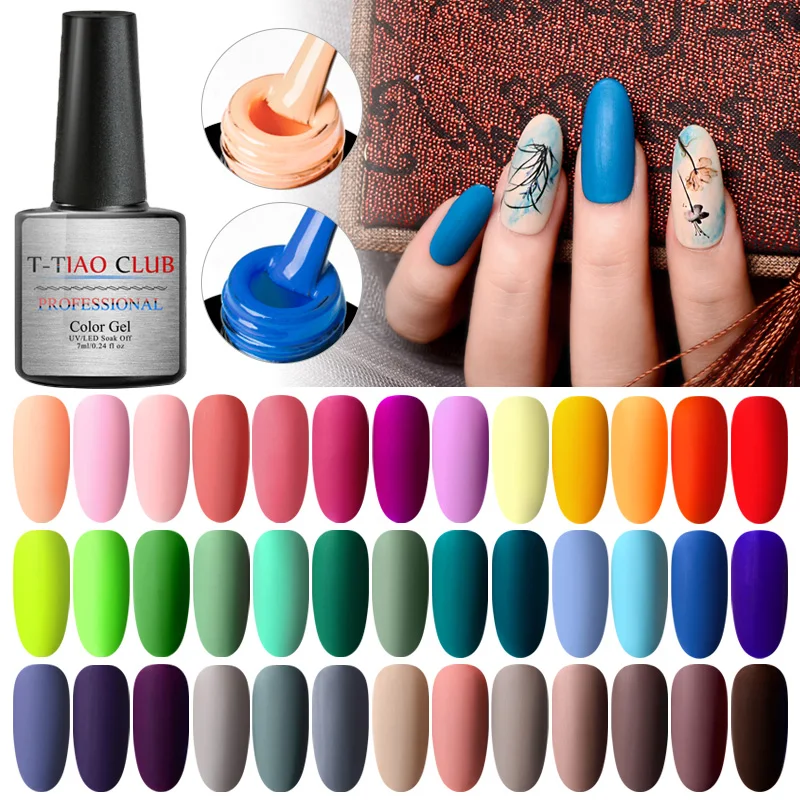 T TIAO клубный матовый Гель лак телесного цвета для ногтей Гибридный Vernis