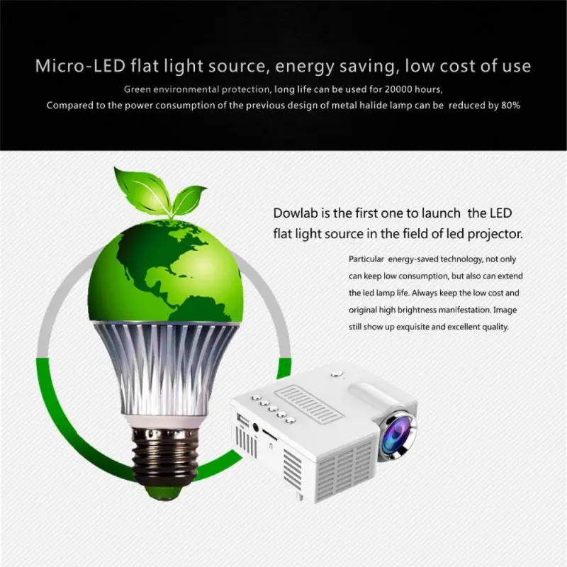 USB TF Card LED Home HD 1080P Portable High-quality Projector Child Projector With Rechargeable Battery