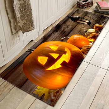

Halloween Theme Pattern Rectangle Area Rug Soft Flannel Floor Mat Carpet With Anti-Slip Back Holiday Home Decorations