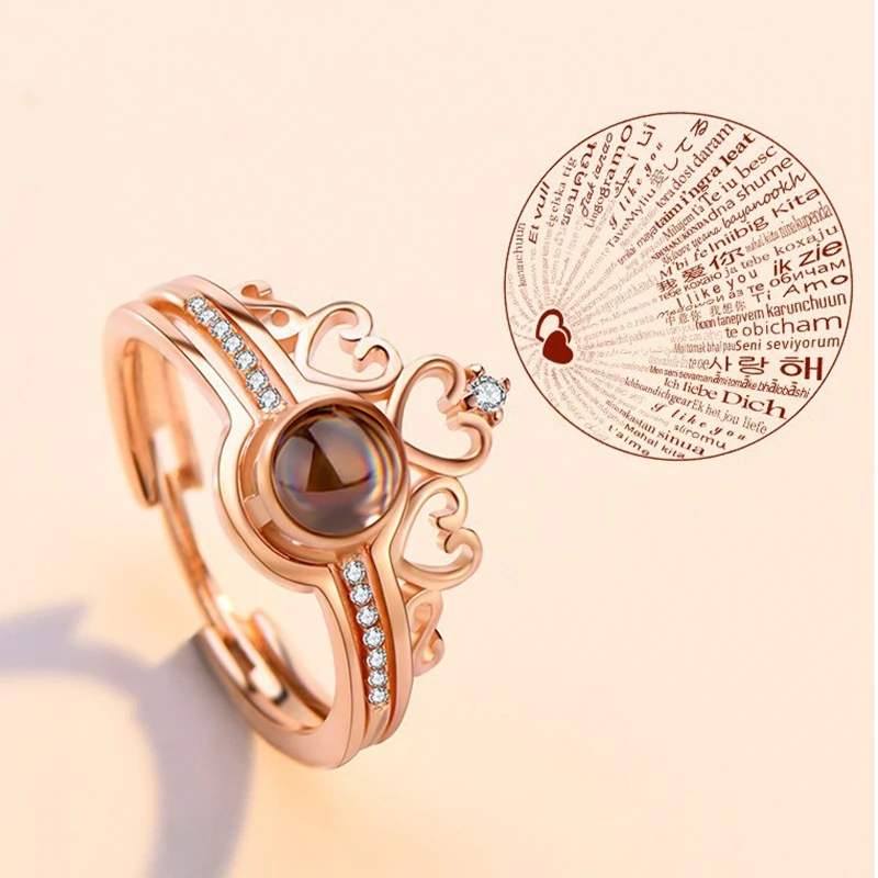 

Dropshipping Love Rings and 100 languages I love you Projection Ring Romantic Love Memory Wedding Heart Ring Jewelry