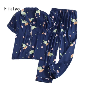 

Fiklyc underwear two-pieces short sleeve faux silk women's nightwear lounge pajamas sets summer female homewear lingerie sets