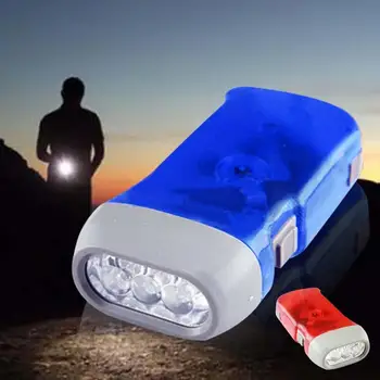 

3 LED Light Hand Pressing Dynamo Crank Flashlight Torch Camping Hiking Blue