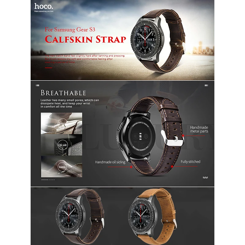 Ремешок из натуральной кожи для Samsung Gear S3 Classic Frontier Galaxy Watch 46 мм|Ремешки часов| |