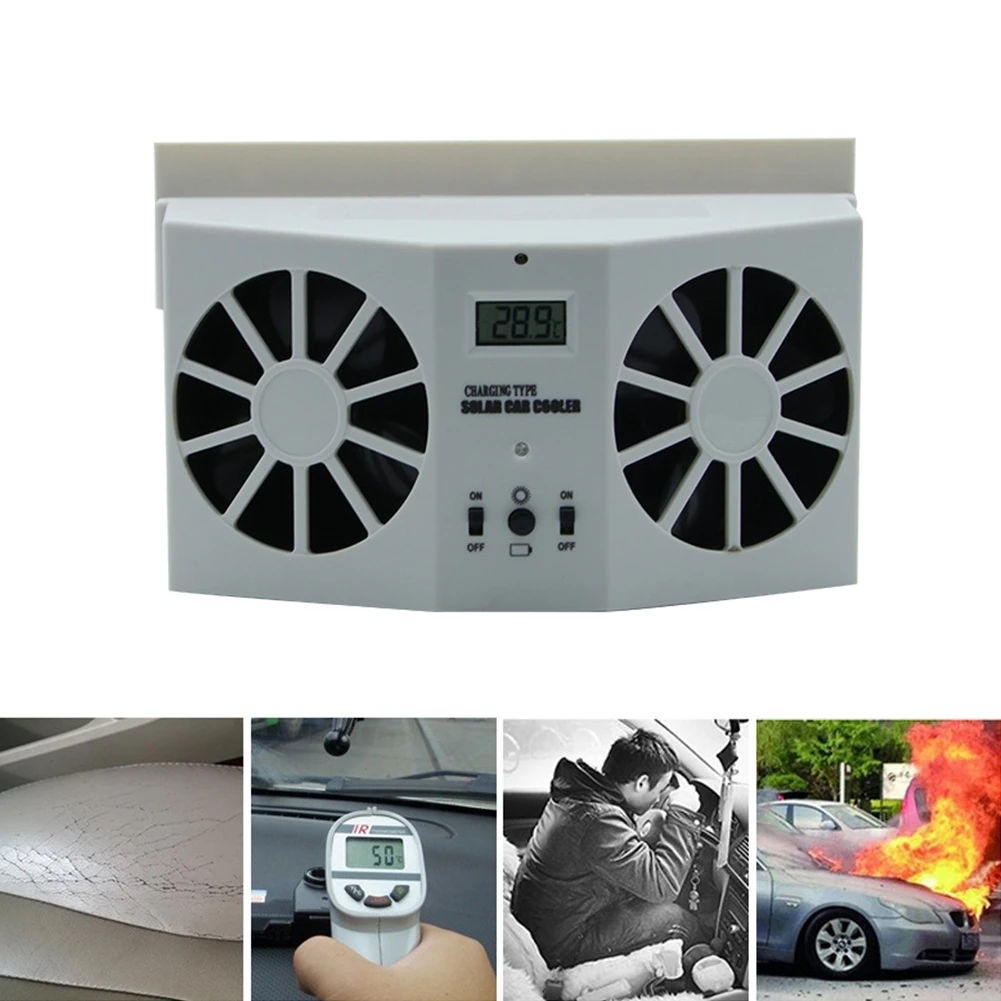 Ventilador Solar escape de energía para seguro de aire, doble ventilador de refrigeración, portátil|Calefacción y ventiladores| - AliExpress
