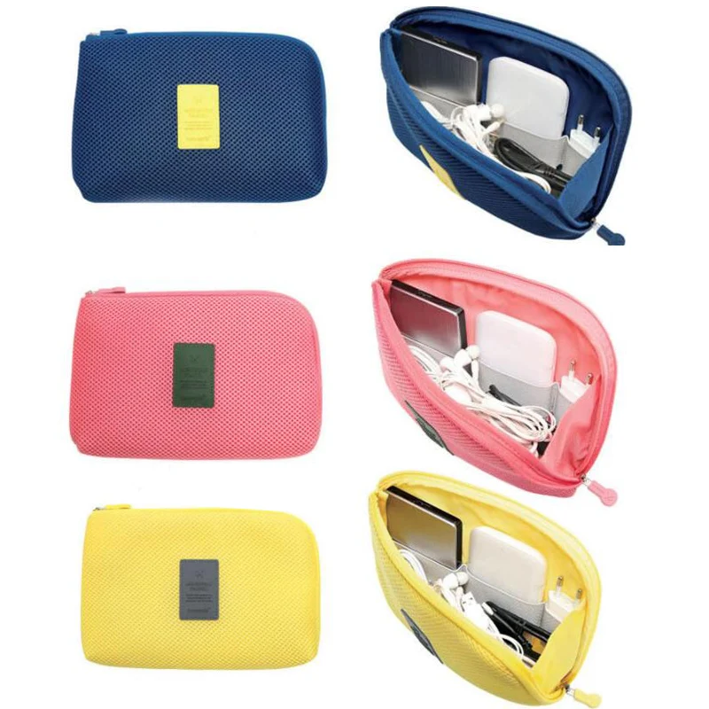 

Portable Travel Storage Bag Data Cable Charger Headphones Portable Mesh Sponge Bag Mobile Power Cosmetics Zipper Storage Box