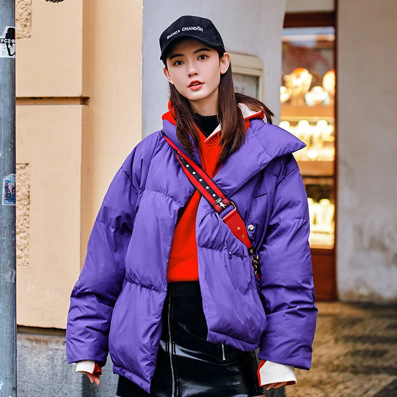 

V0960 Versatile Origional Non-mainstream Fashion Solid Color Cotton Coat First Love Sense Short Boutique Cotton Coat