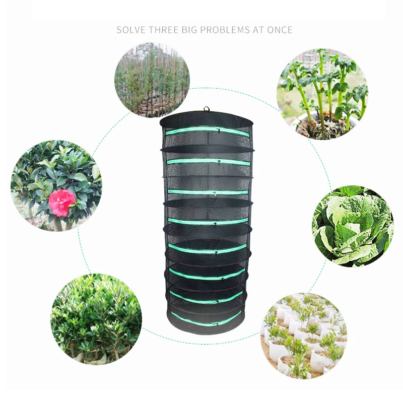 Herb Drying Folding Fishing Net hanging herbal drying net foldable drying rack closed zipper plant drying net