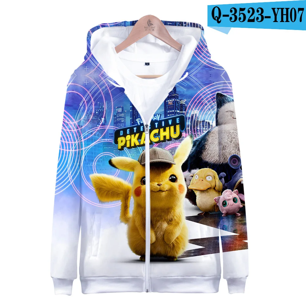 Z&Y 2-20Y Winter Movie Detective Pokemon Pikachu Clothing 3d Hoodie Kids Sweatshirt Cosplay Boys Streetwear Unisex Girls Jacket - Цвет: COLOR 7