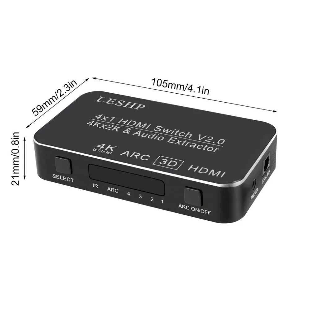 LESHP 4-портовый 4x1 мультимедийный интерфейс высокой четкости HDMI переключатель V2.0 4K x 2K ARC Full HD 1080P Sup порт s MHL светодиодный индикатор
