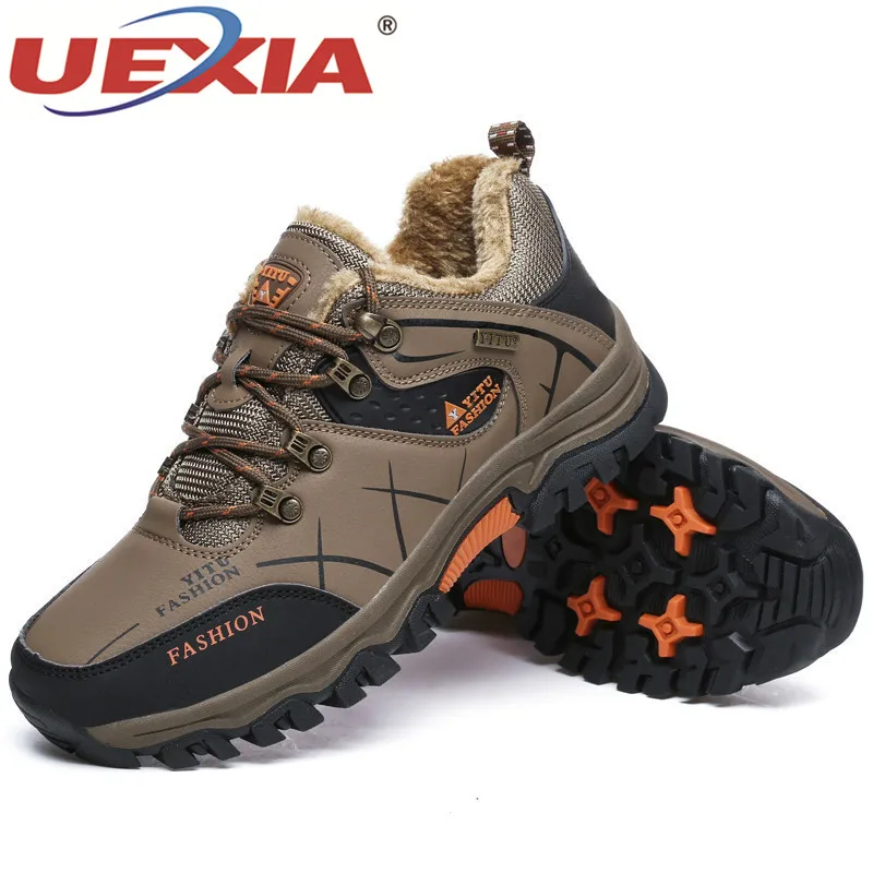 UEIXA Men Winter Boots Fur Warm Snow Boots Men Shoes Adult Casual Outdoor Sneakers Unisex Sneakers Ankle Boot Rubber Men Boot 47