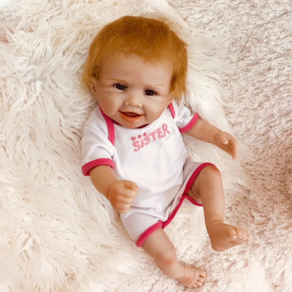  20 inch Baby Kids Reborn Baby Doll Soft Full Vinyl Silicone Lifelike Smile Newborn Baby Toy for Boy