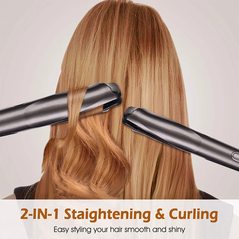 

2 in 1 Hair Curling Iron Professional Hair Curler And Straightener Wet And Dry Flat Irons Hair Styling Tools Tourmaline Ceramic