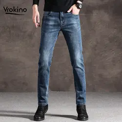 VROKINO 2019 Новые мужские джинсы модные классические джинсы эластичные тонкие мужские повседневные штаны 28-40 3 вида стилей