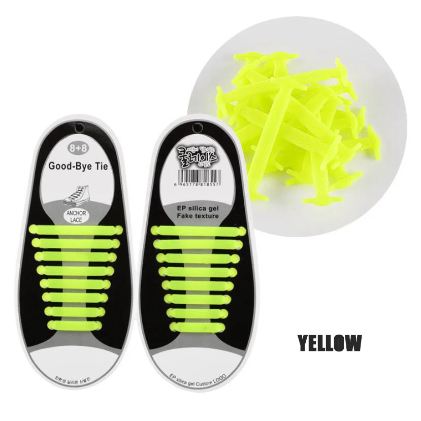 Только подарок, пожалуйста, не заказывайте) Силиконовые шнурки эластичные шнурки для обуви Специальные шнурки без галстука для мужчин и женщин - Цвет: Yellow