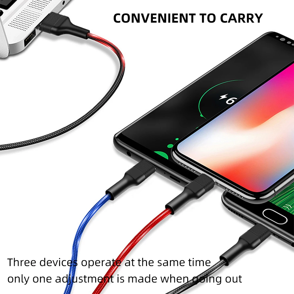 FDBRO 3 в 1 USB кабель для телефона X 8 7 6 кабель Micro usb type C кабель для S9 S8 1 м кабель для быстрой зарядки