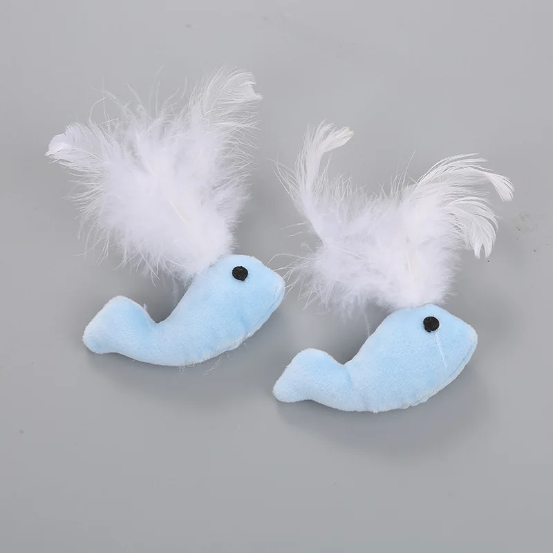 HolidayLife Cute Cat Toys Plush Fur Toys Fresh Funny Super Soft Whale Feather Plush Cat Toy Interactive Cat Toy Pet Supplies