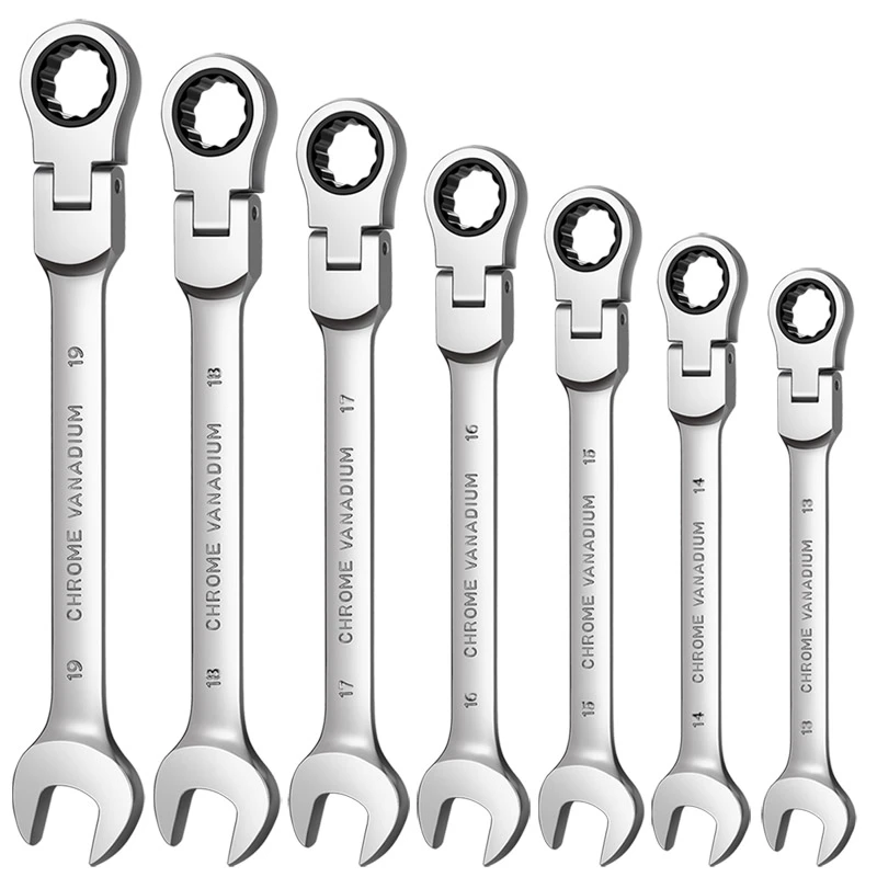 Flexible Pivoting Head Ratchet Wrench Spanner Garage Metric Hand Tool