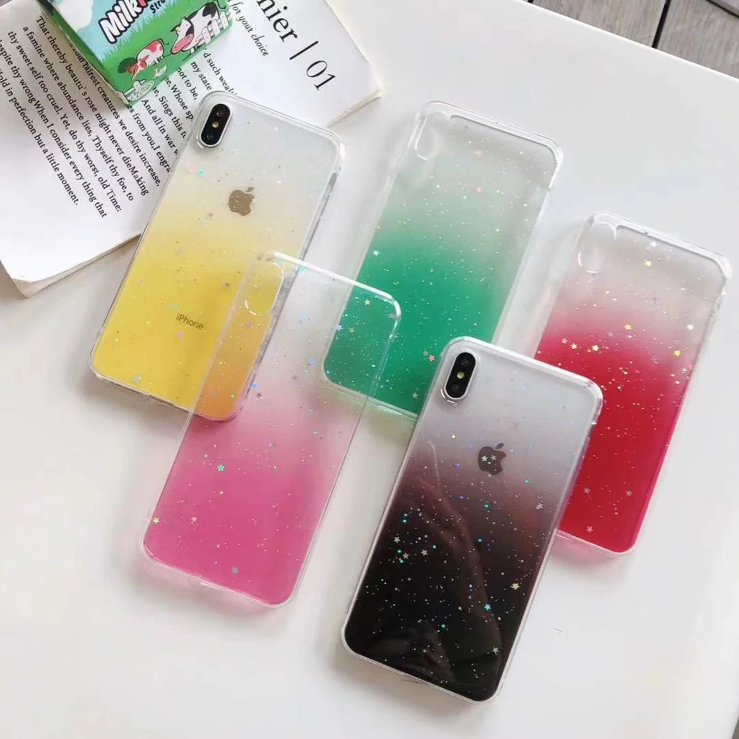 

Oneplant Glitter Phone Case For Iphone 8 Plus 7 6 6s Gradual Change Case For Iphone Xs Max Xr Xs Transparent Cover For Iphone X