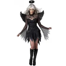 Halloween Black Devil Cosplay Costume ForWomen Vampire White Angel Dress With Wings Adult Sexy Party Witch Costumes Girl