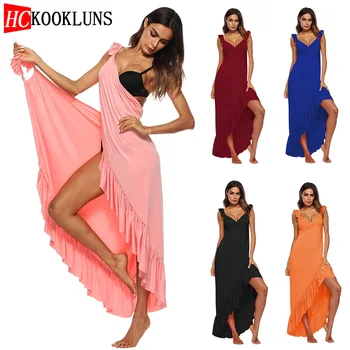 

Lotus-side beach dress outdoor sunscreen shirt multi-purpose moped long dress Swimwear White Bikini Cover up Swimsuit Dress