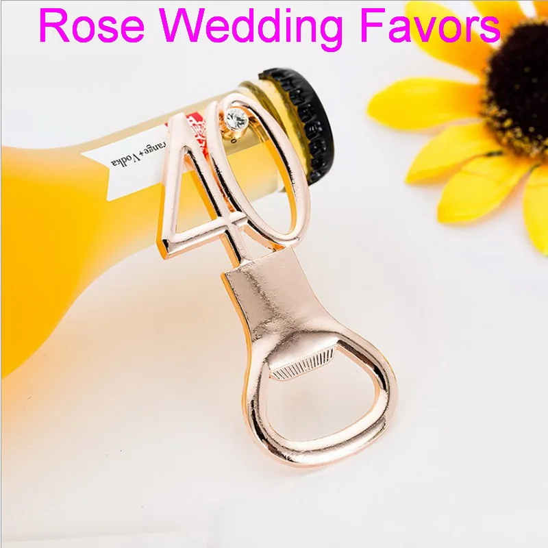 

40th Design Gold Beer Cap Opener in Gift Box Digital 40 Design Bottle Openers Wedding Anniversary Souvenir 10PCS
