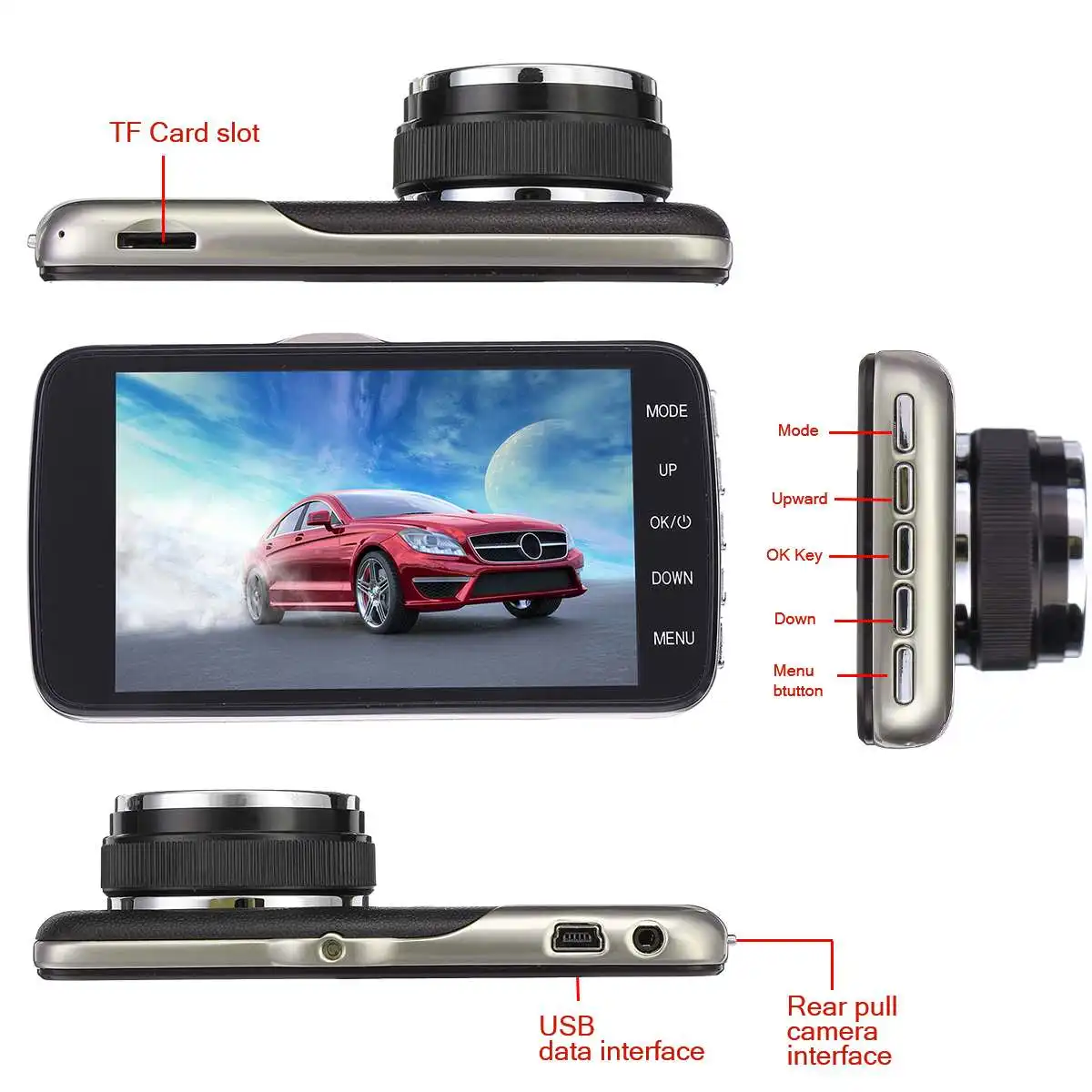 1080p " автоматический видеорегистратор для автомобиля Dash Cam Dashcam с автомобильным видеорегистратором камера заднего вида g-сенсор ночного видения визуальное золото