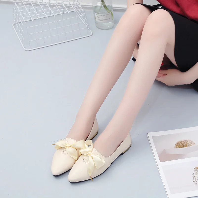 

Square Head Low Heel Shallow Mouth Bow Shoes Spring Versatile Casual Shoes Chunky-Heel Cute Moccosins Soft Girl WOMEN'S Shoes