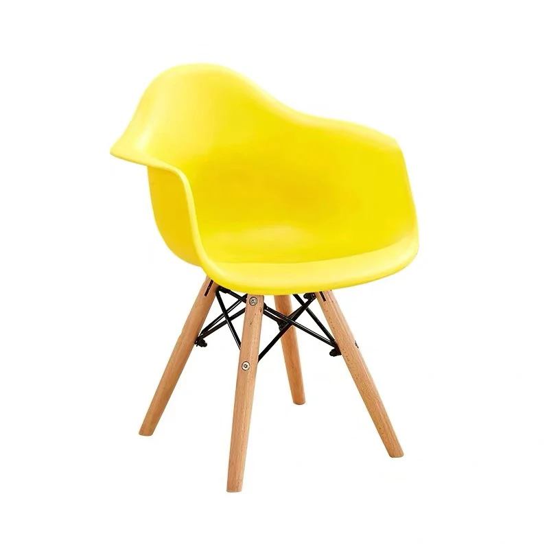 Детский стол детская мебель на буковых ножках с художественным дизайном с жестким пластиковое сиденье ПП кухонный стул домашний стул - Цвет: yellow arm 4pcs