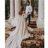 Customized Boho Off The Shoulder Princess Wedding Dress Sweetheart Appliqued Puff Sleeves Bride Dress A-Line Backless Bride Gown 3