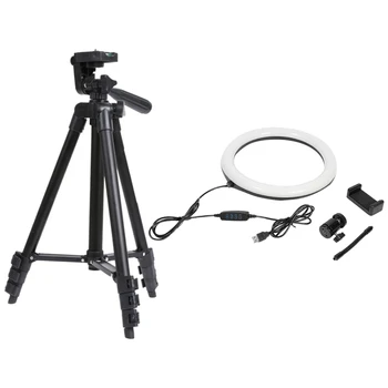 

1 Set Photography LED Selfie Ring Light 26cm with Cradle Head & 1 Set 3120 Mobile Phone Tripod