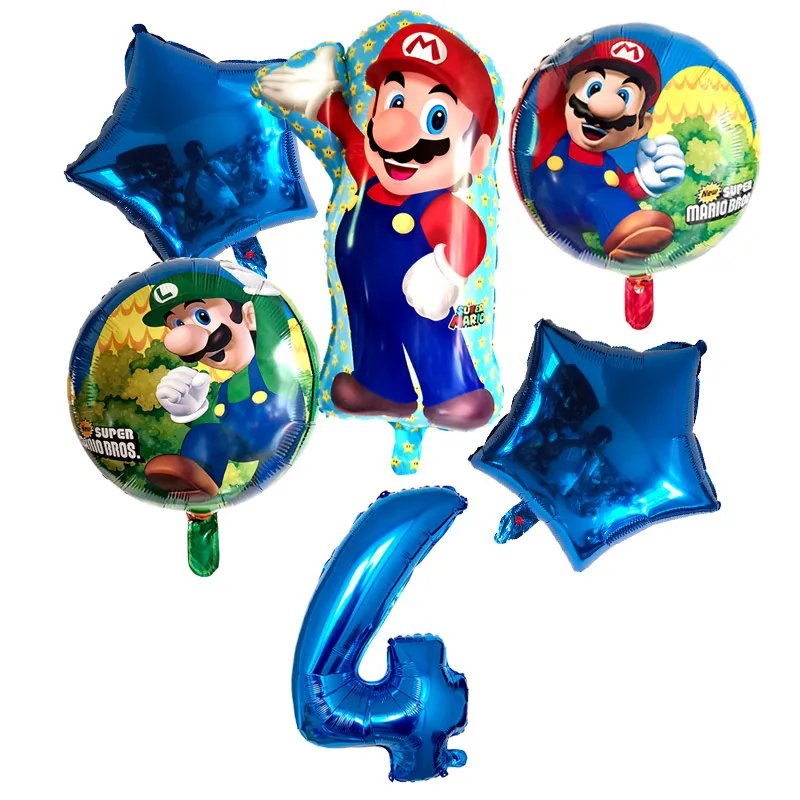 6 шт. воздушные шары "Супер Марио" 32 дюйма цифры шары мальчик девочка день рождения Братья Марио и Луиджи майлар синий красный шар набор декора - Цвет: Зеленый