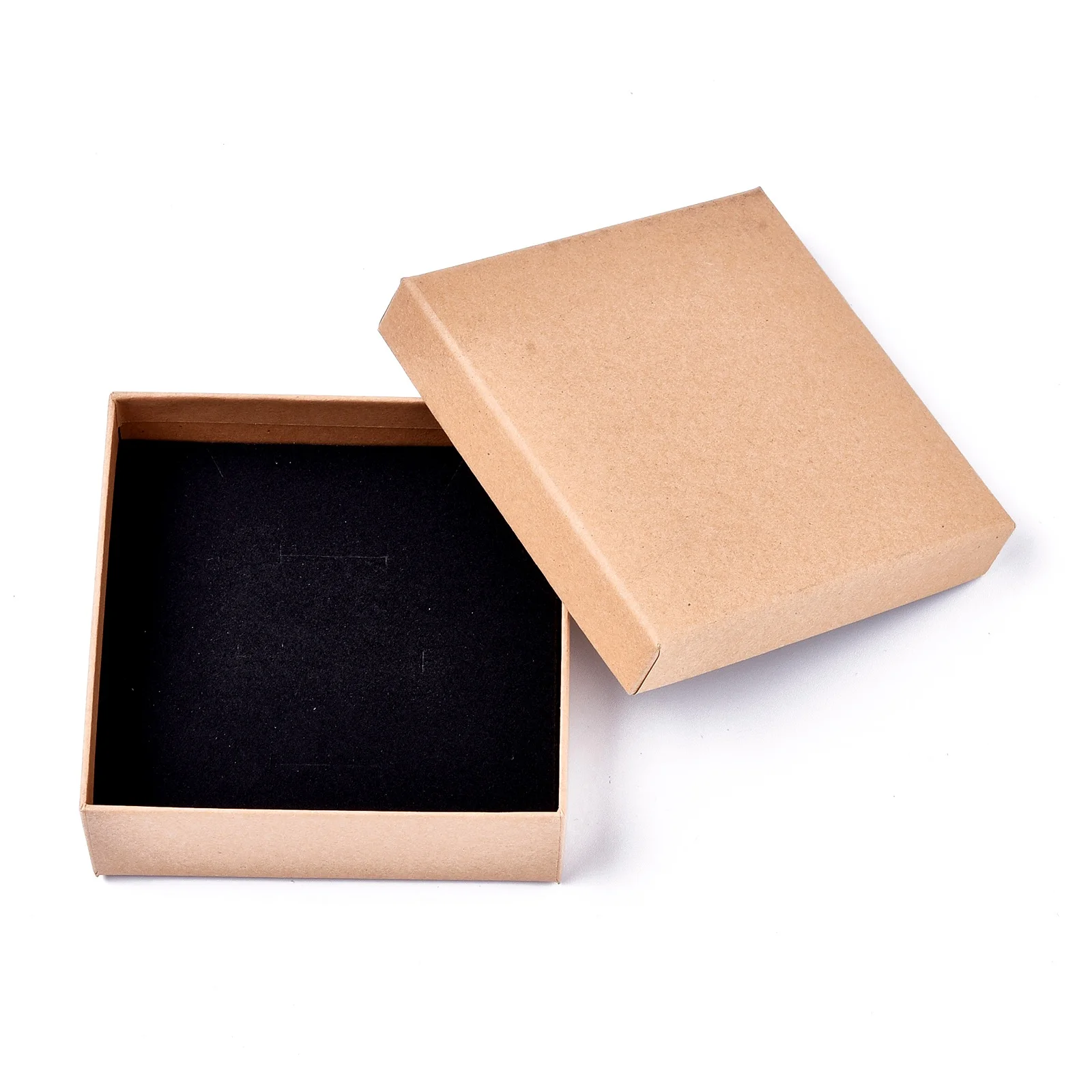 

8Pcs Square Kraft Paper Boxes Necklace Gift Box with Black Sponge Jewelry Organizer Storage Packaging Container 11.2x11.2x3.8cm