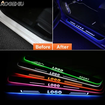 

Customized Fit for Any Car Model Acrylic Car Door Sill Door Scuff Plate Trim Cover Sticker Welcome Light Car Styling Accessories