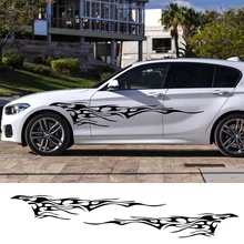 Pegatinas laterales de puerta vinilo película decoración automática diseño deportivo calcomanías llamas grandes gráficos Tuning accesorios de coche(China)