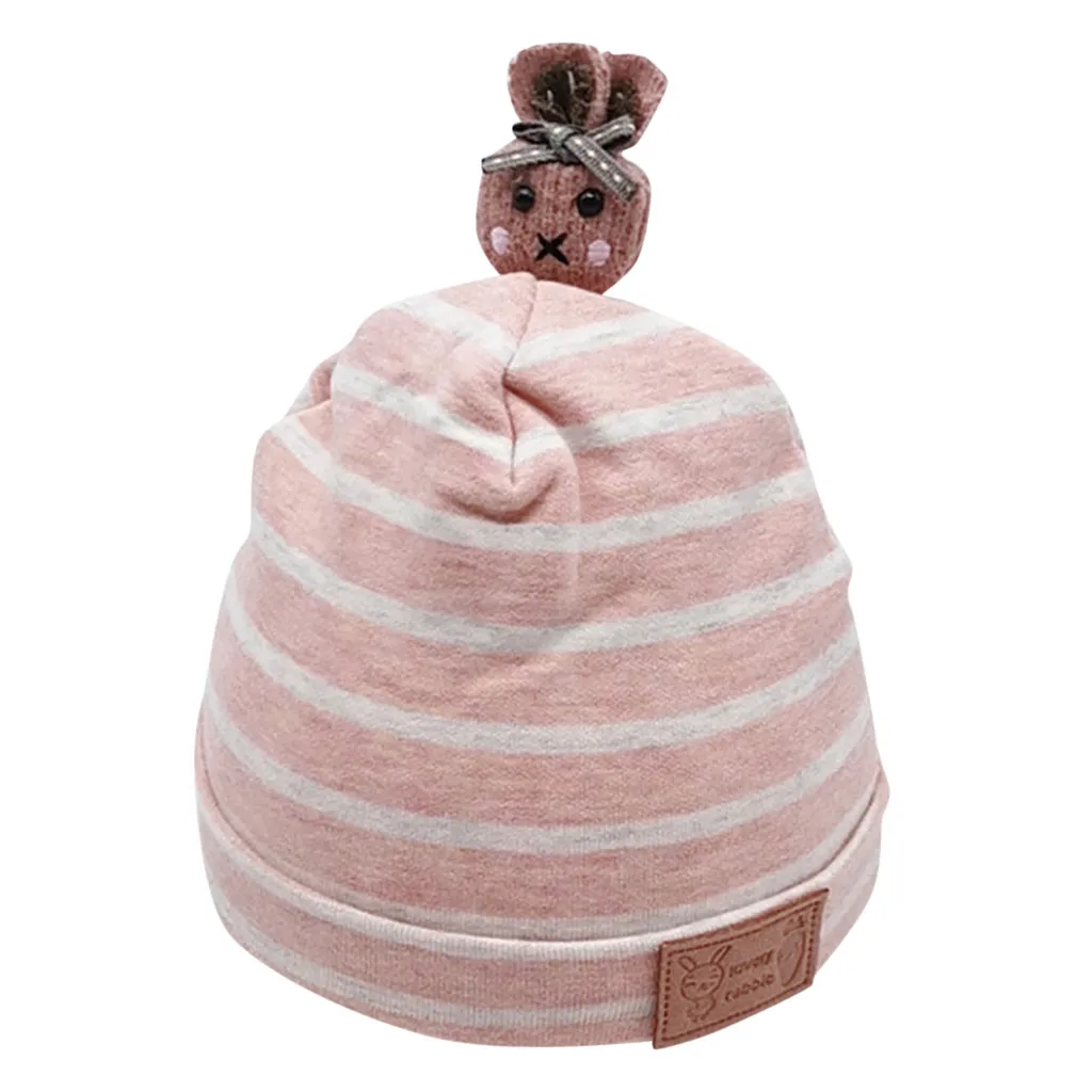 Baby hat autumn and winter thick warm striped cartoon bunny hat Thicker Warm Childs Kids Soft Newborn baby Boys Girls Toddler
