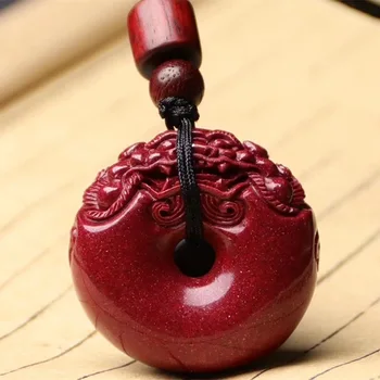 

Natural cinnabar donut pendant necklace