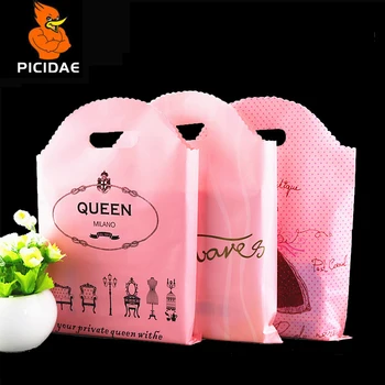 

Decoration Gift Clothing Cosmetic Print Pattern LOGO Plastic Hand Packaging Bag Tote Food Shopping Buckle Baking Arc Lace Store
