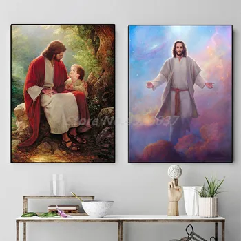 

Jesus Love Kids Painting God Christ Posters And Prints Decorative Wall Art For Living Room Home Decor