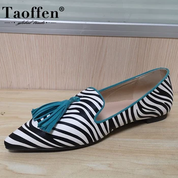

Taoffen Women Flats Shoes Tassle 7 Colors Fashion Summer Shoes Woman Sexy Pointed Toe Lady Casual Daily Footwear Size 34-43