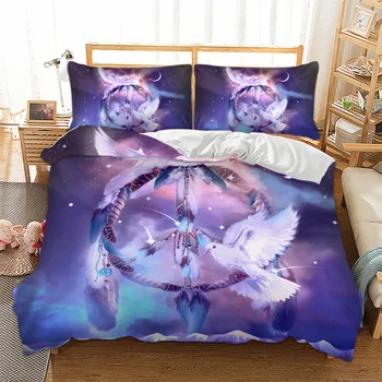 

Cartoon Girls Bedclothes Pillowcase Dreamcatcher Quilt Cover Bedding Set Children EU Single Bed Duvet Cover Set for Kids Bed