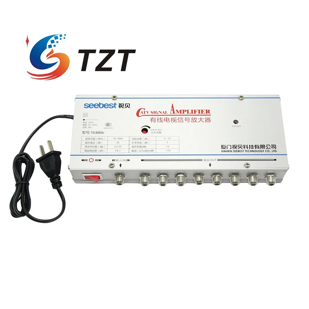TZT SB 1030M8 8 Way CA Усилитель ТВ сигнала Sat Cable TV разделитель усилителя Booster 30DB|cable amplifier