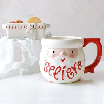 

1100ML Santa Claus Ceramic Coffee Cup Christmas Gift Large Capacity Cartoon Milk Breakfast Mug Office Tea Cups and Mugs